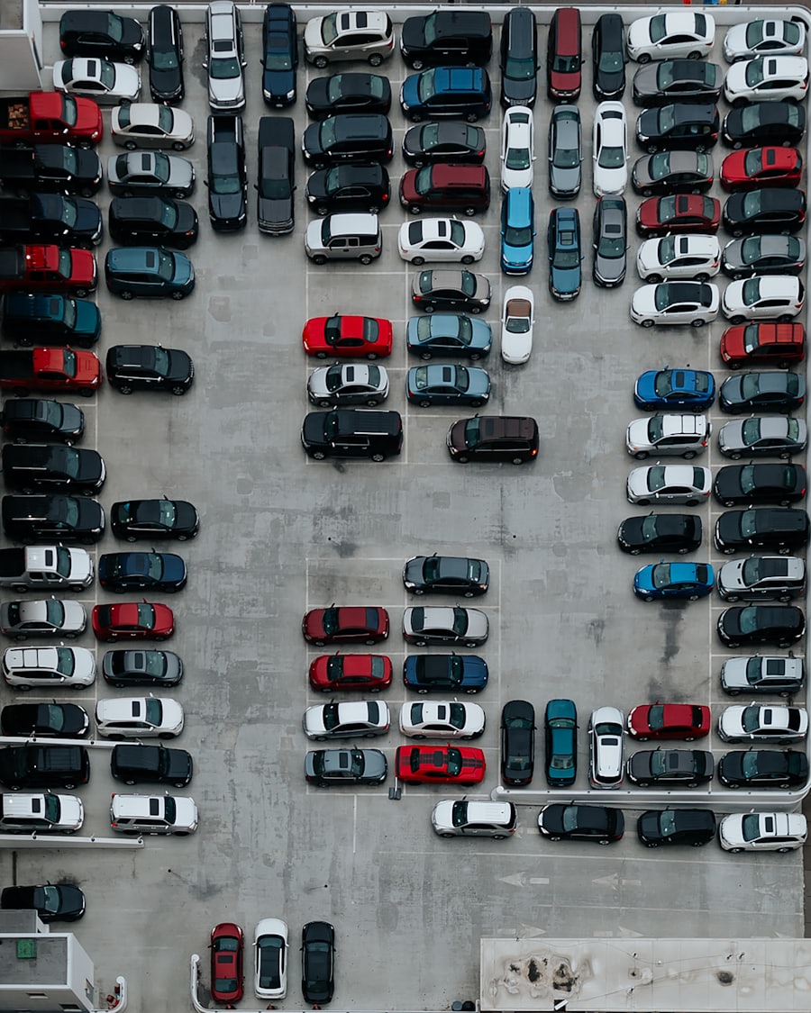 A fleet of business vehicles in a parking lot